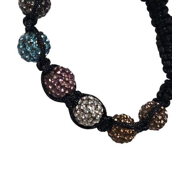 Multicolor Crystal Beaded Macrame Bracelet Adjustable Clear Bead Pull Ties - Picture 3 of 5